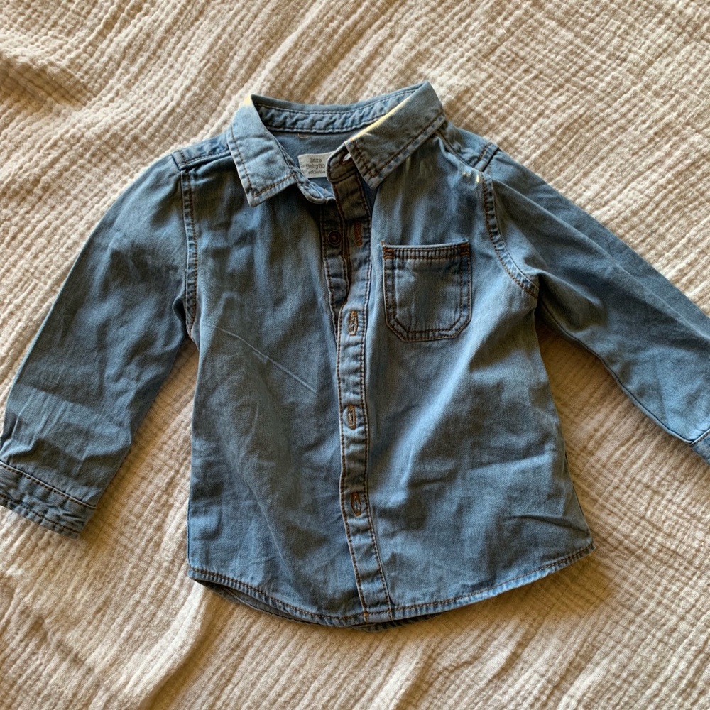 Zara baby denim button down shirt